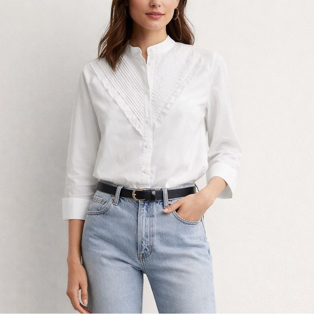 Ruffle Trim Cotton Poplin